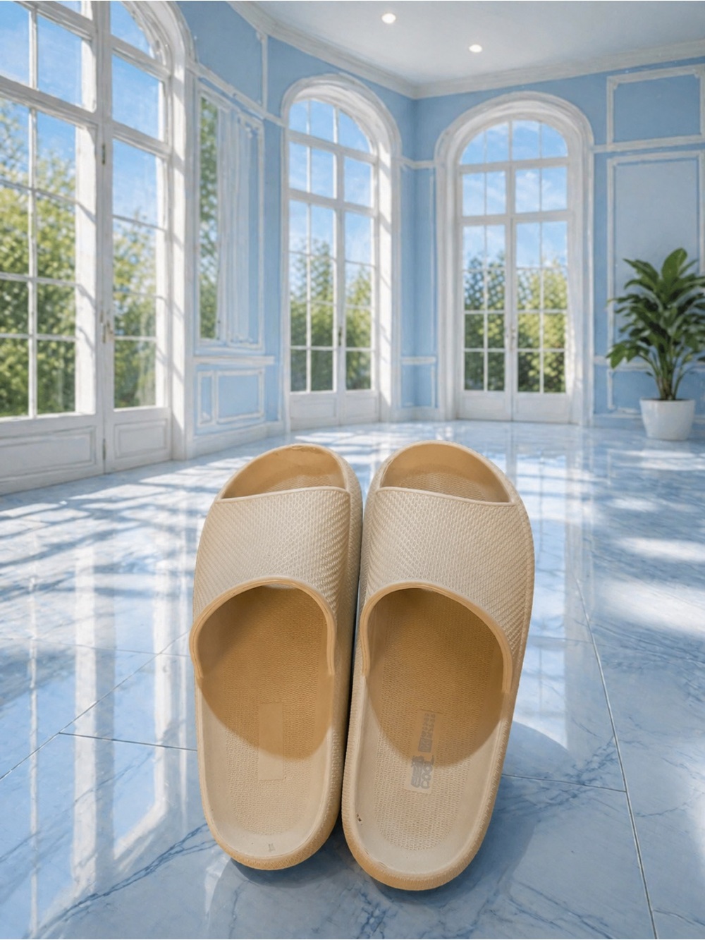 32 Degrees Beige Women's Slide Sandals - Comfortable Everyday Slippers GUC